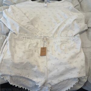 SKIMS Cream Floral Pajama Set